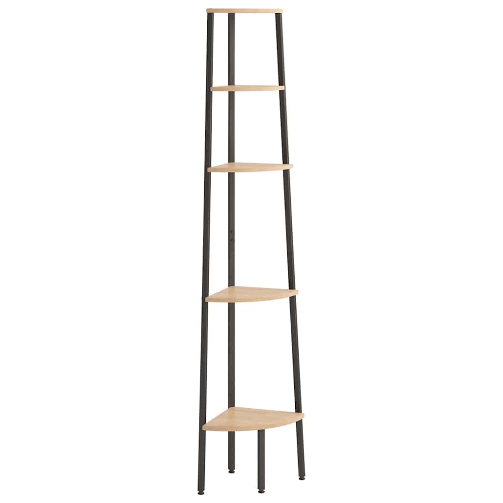 5-Tier Corner Shelf Light Brown and Black 45,5x31,5x180 cm