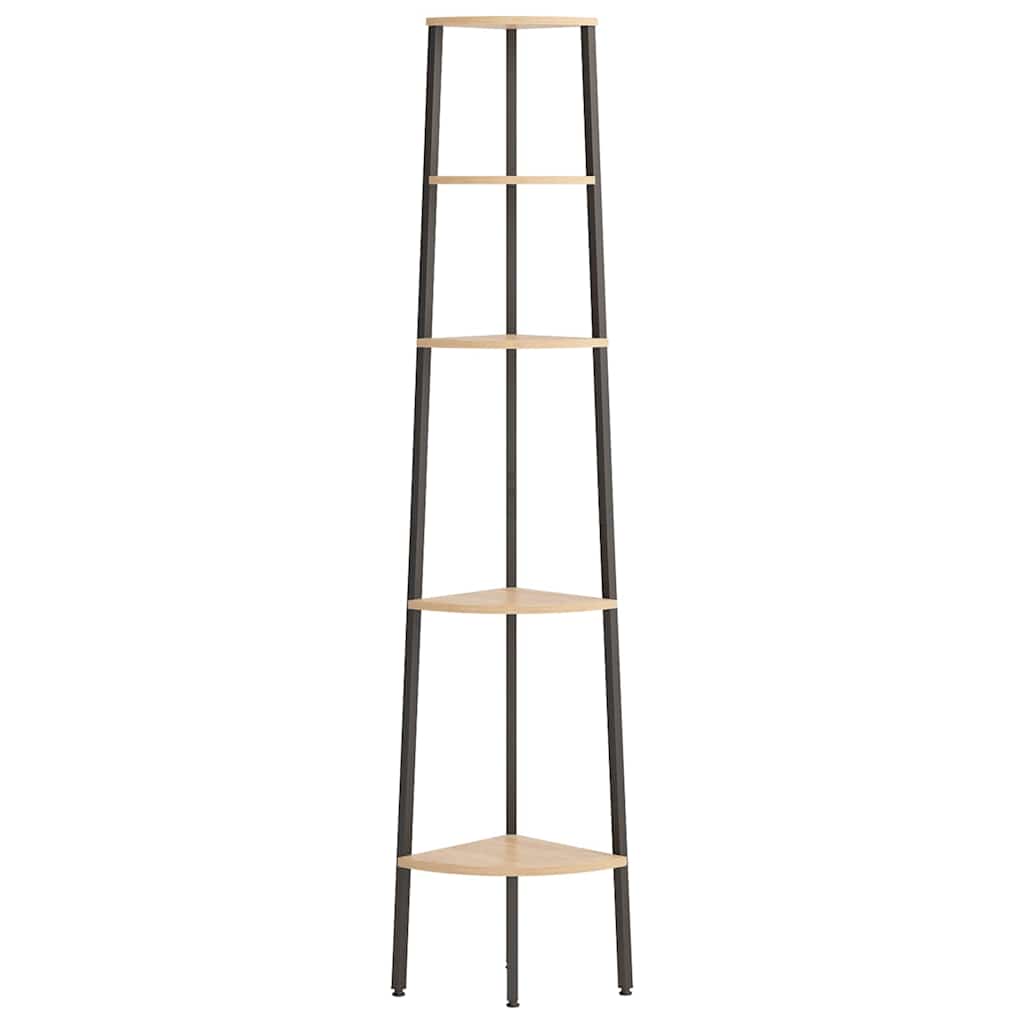 5-Tier Corner Shelf Light Brown and Black 45,5x31,5x180 cm