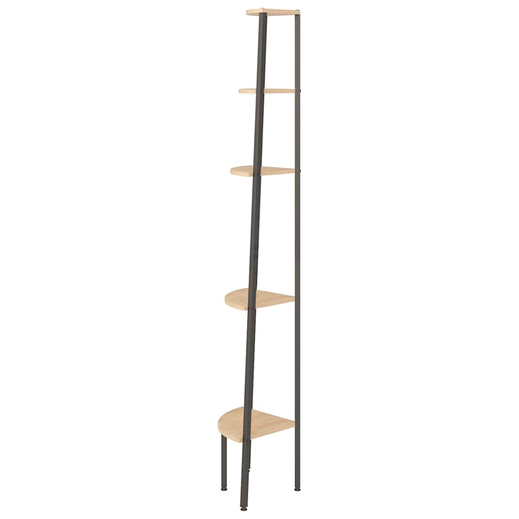 5-Tier Corner Shelf Light Brown and Black 45,5x31,5x180 cm