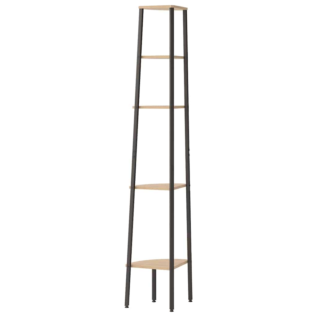 5-Tier Corner Shelf Light Brown and Black 45,5x31,5x180 cm