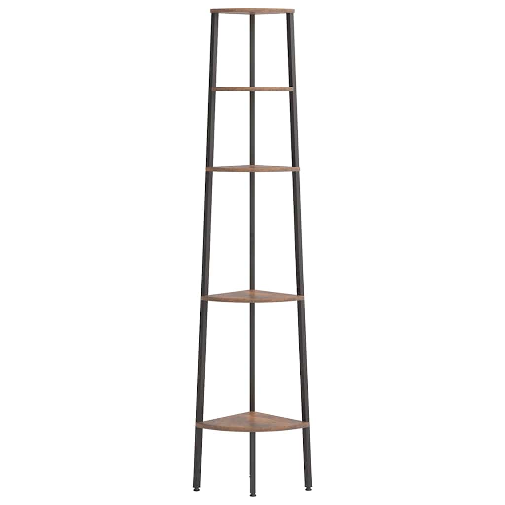 5-Tier Corner Shelf Dark Brown and Black 45,5x31,5x180 cm