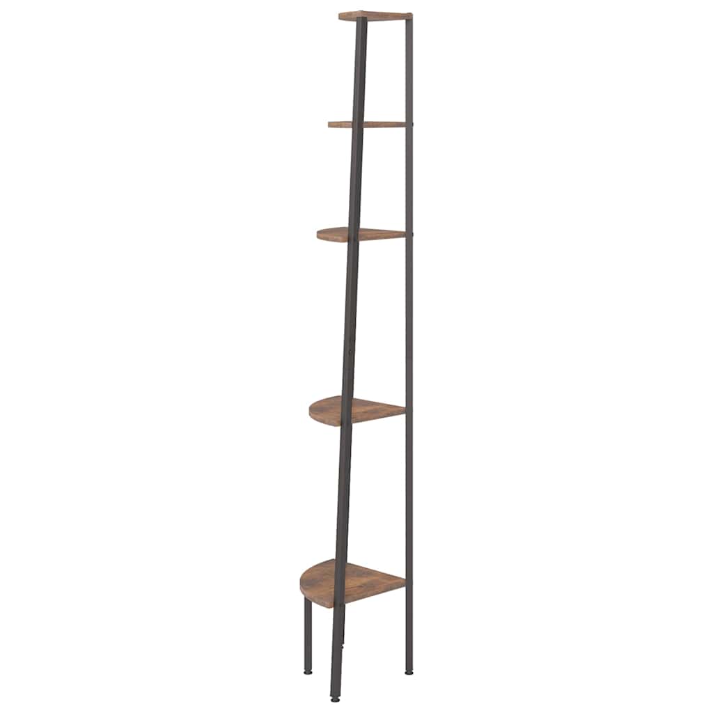 5-Tier Corner Shelf Dark Brown and Black 45,5x31,5x180 cm