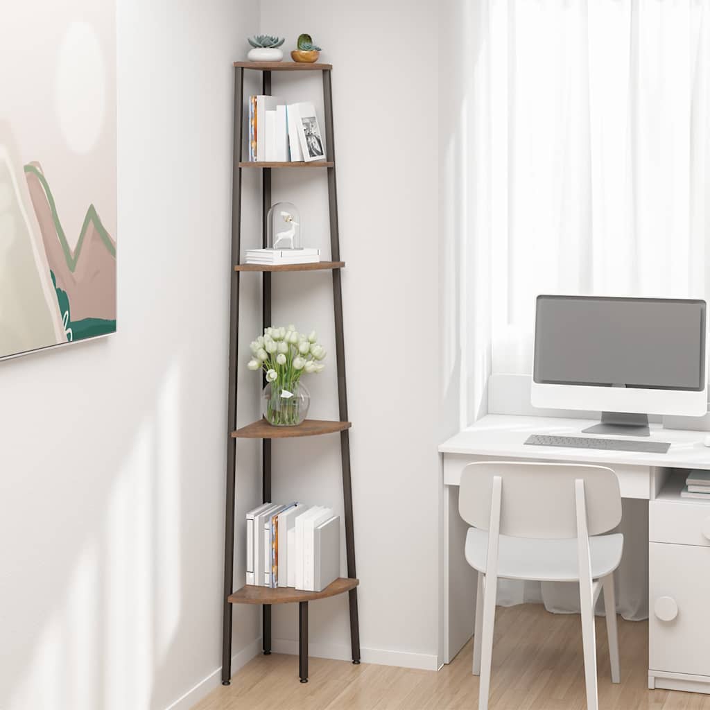 5-Tier Corner Shelf Dark Brown and Black 45,5x31,5x180 cm