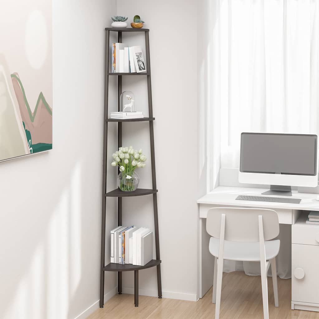 336396 vidaXL 5-Tier Corner Shelf Black 45,5x31,5x180 cm