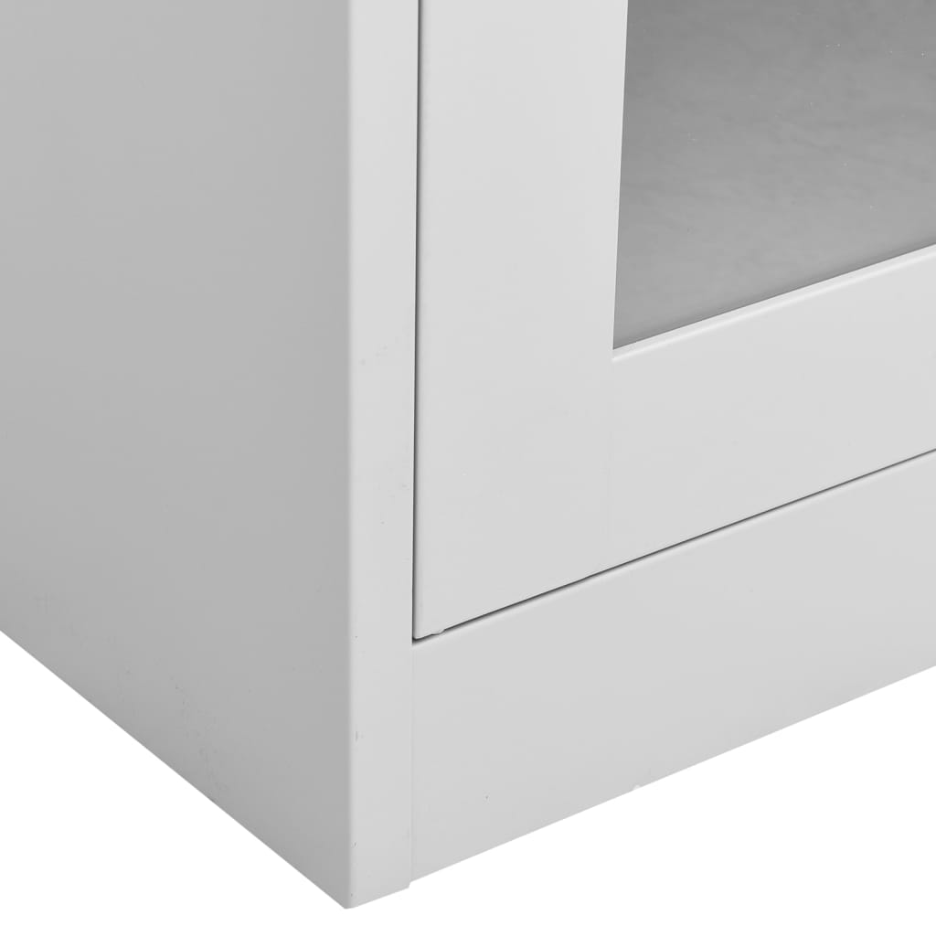 Office Cabinet Light Grey 90x40x180 cm Steel and Tempered Glass
