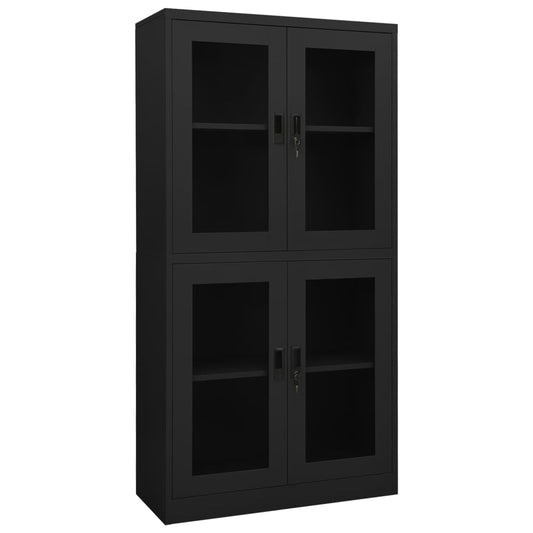 Office Cabinet Anthracite 90x40x180 cm Steel and Tempered Glass