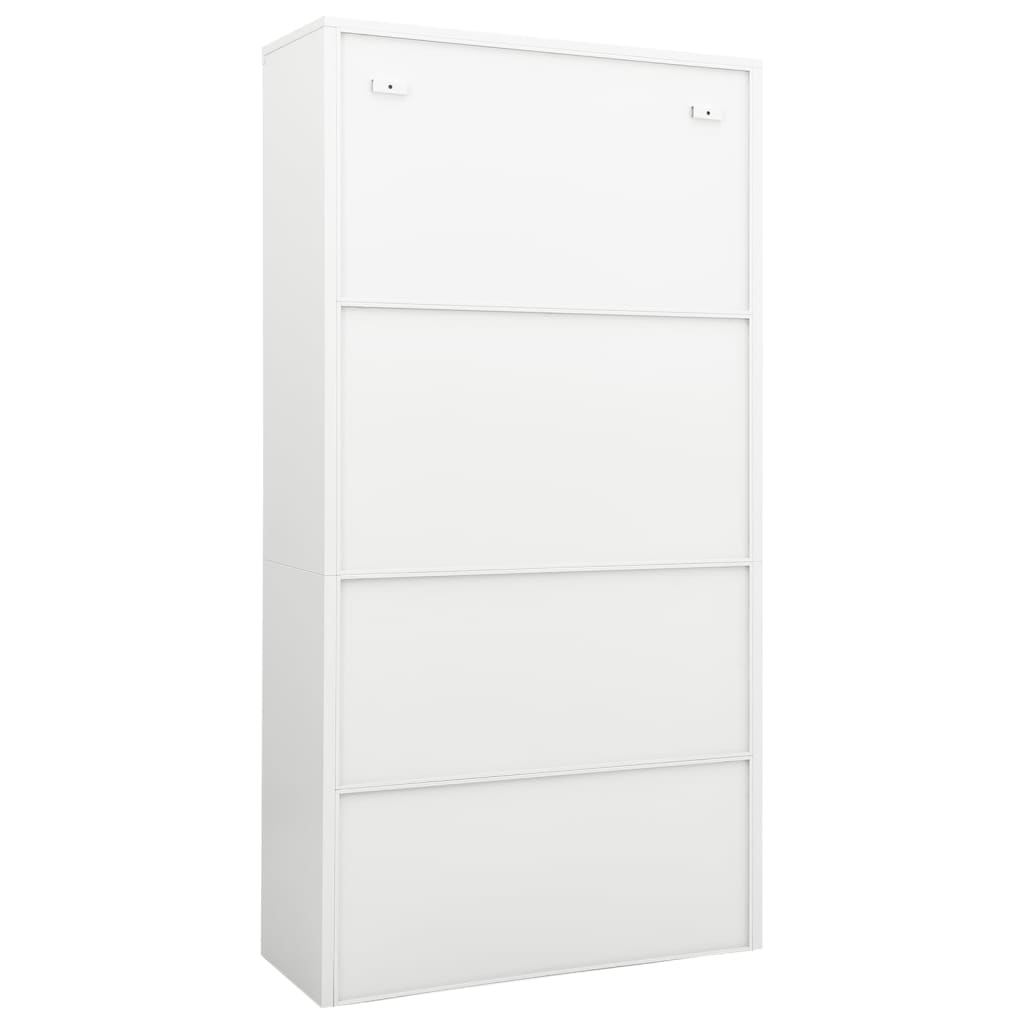 Office Cabinet | White | Steel and Tempered Glass | Large