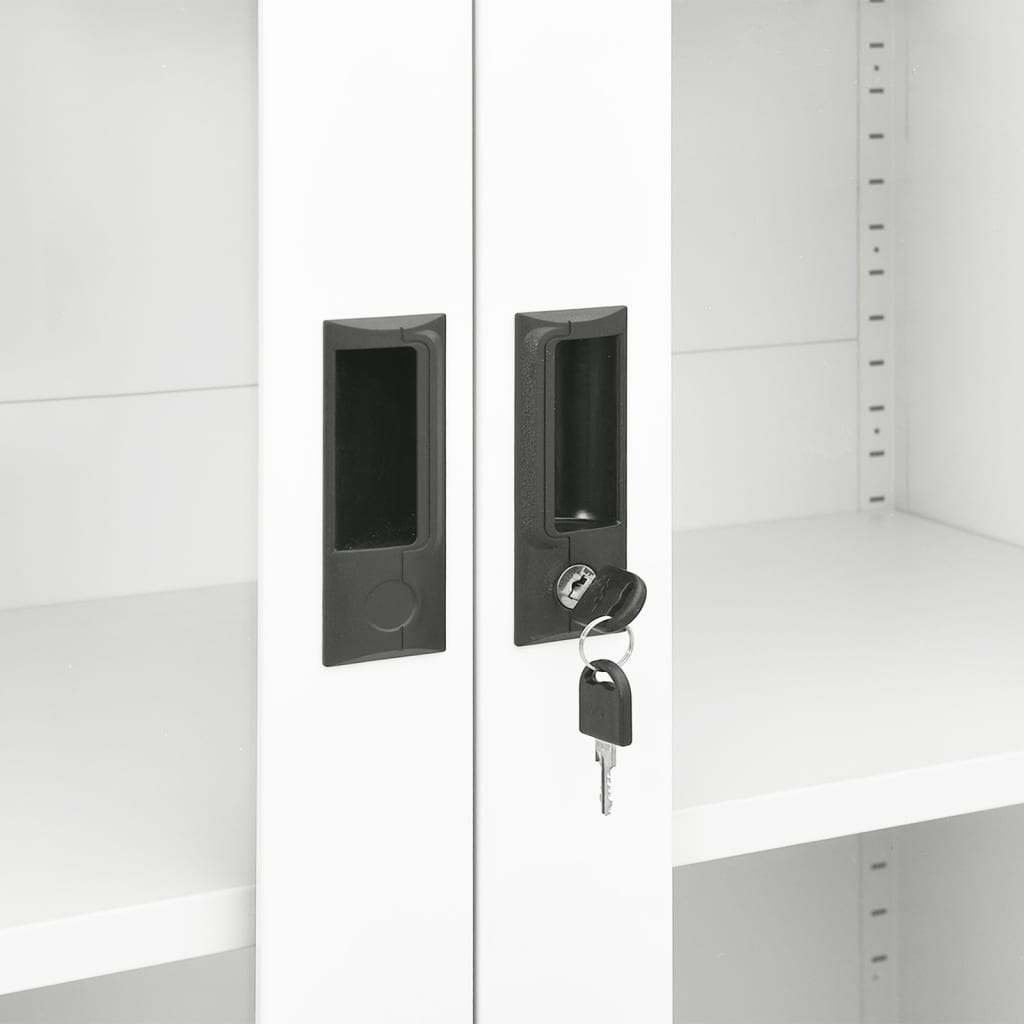 Office Cabinet | White | Steel and Tempered Glass | Large