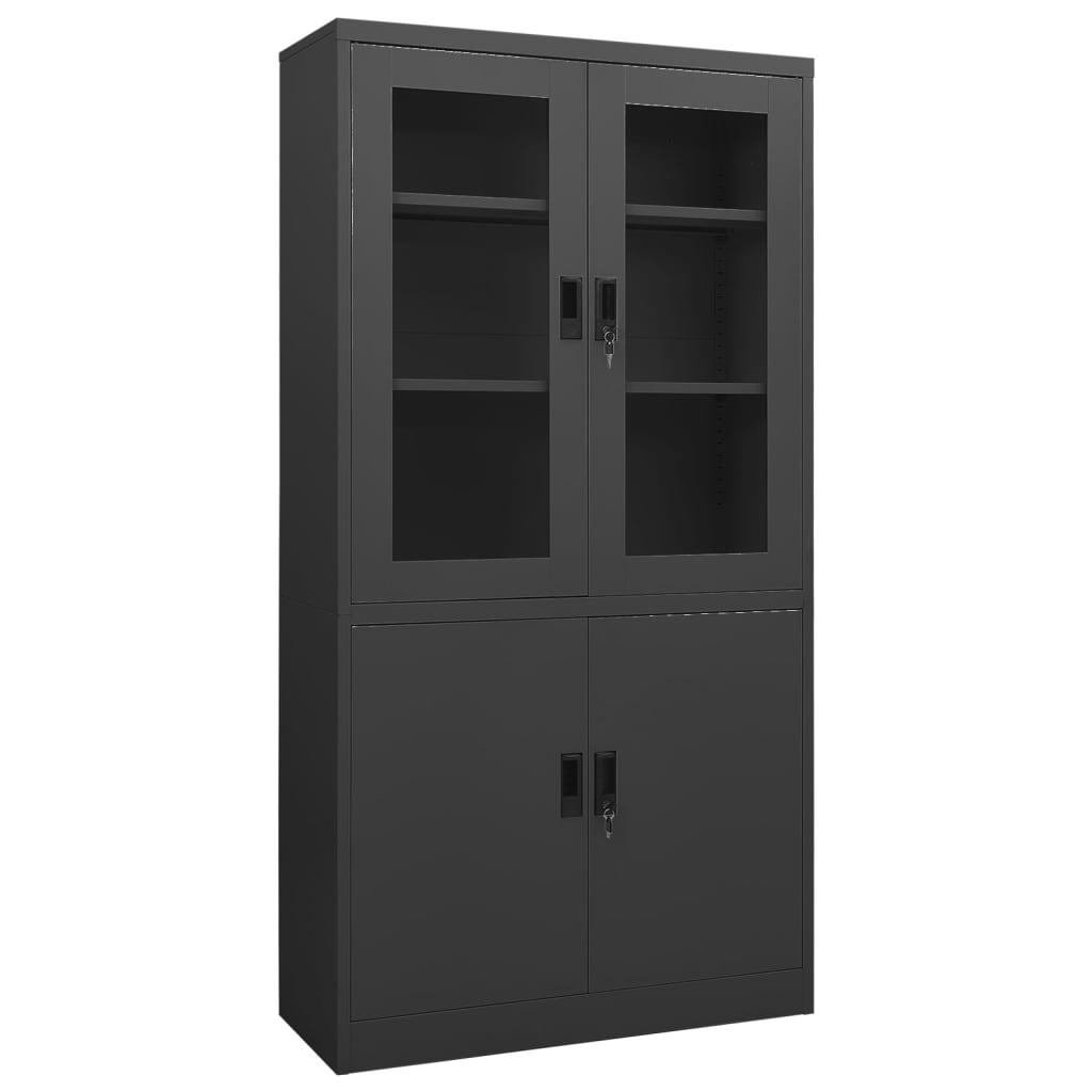 Office Cabinet | Anthracite | Steel, tempered glass | Large