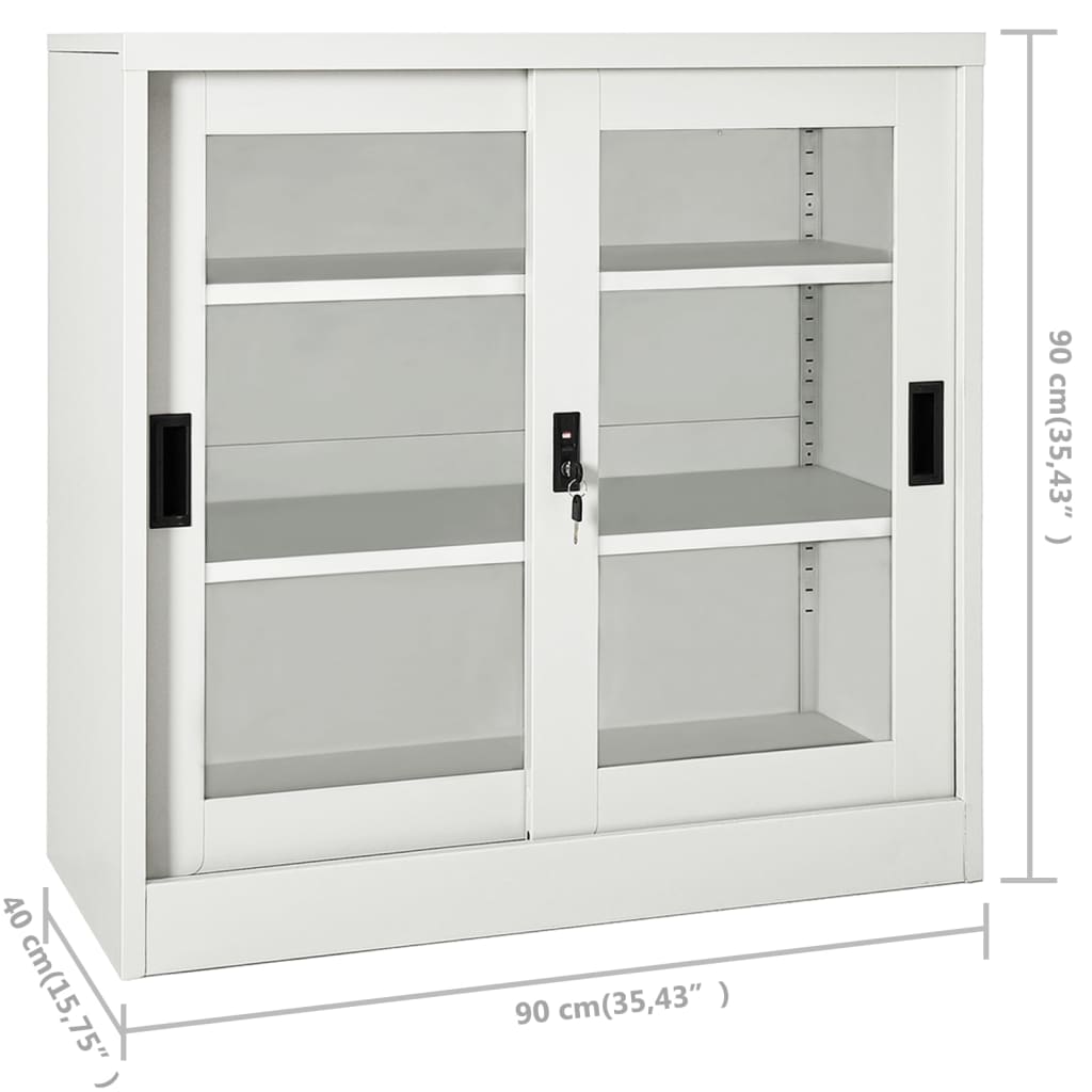 Sliding Door Cabinet | Light grey | Steel, tempered glass | Medium
