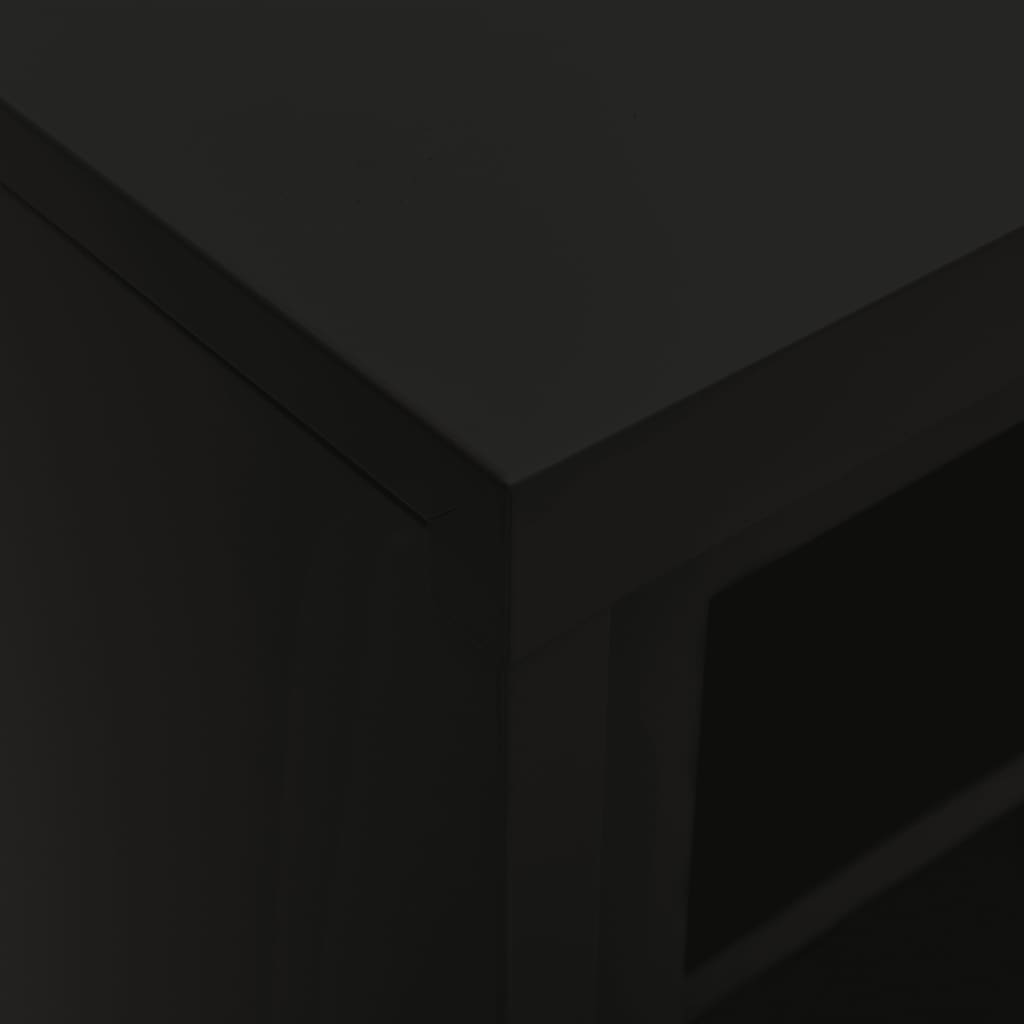 Sliding Door Cabinet | Black | Steel, Tempered Glass | Medium