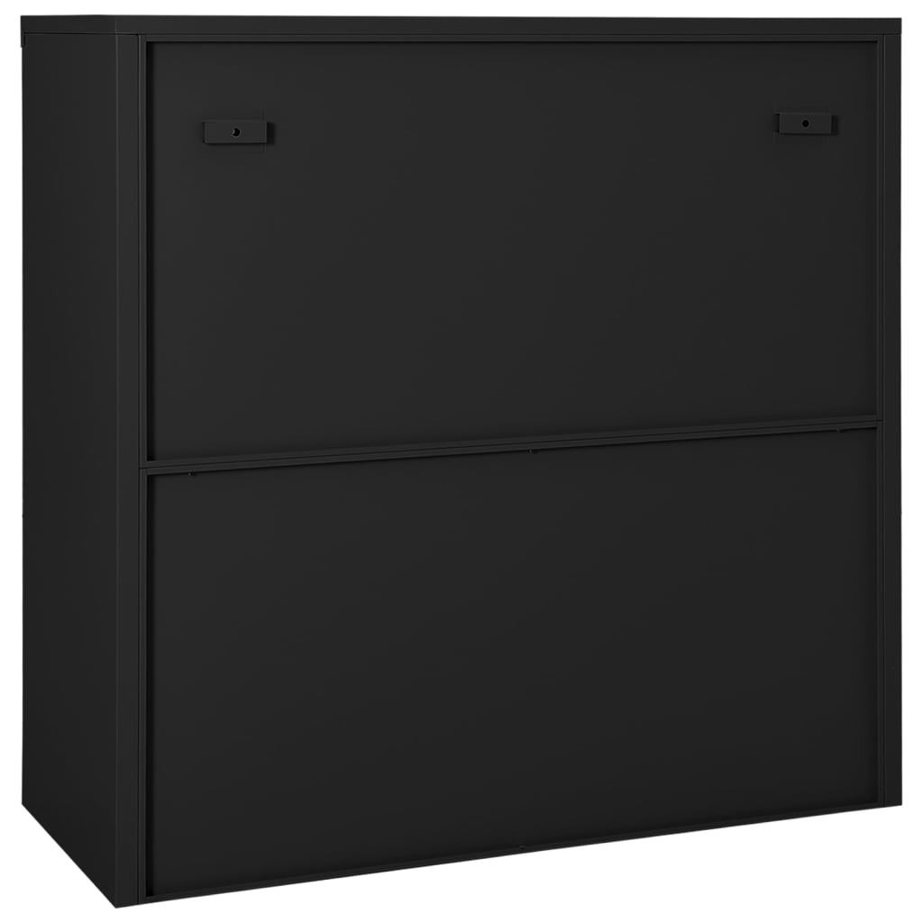 Sliding Door Cabinet | Anthracite | Steel, tempered glass