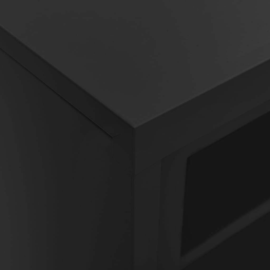 Sliding Door Cabinet | Anthracite | Steel, tempered glass