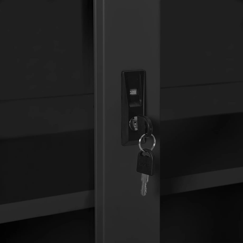 Sliding Door Cabinet | Anthracite | Steel, tempered glass