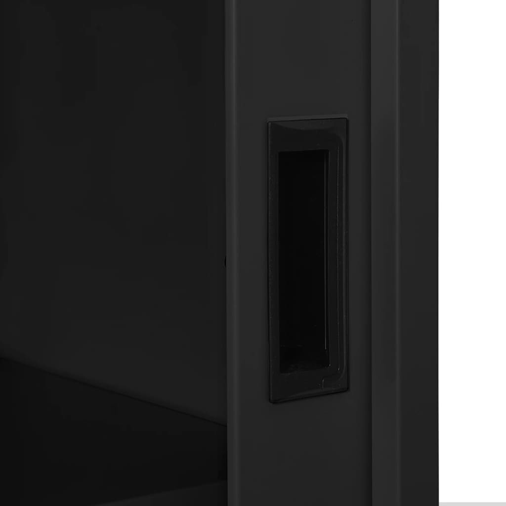 Sliding Door Cabinet | Anthracite | Steel, tempered glass
