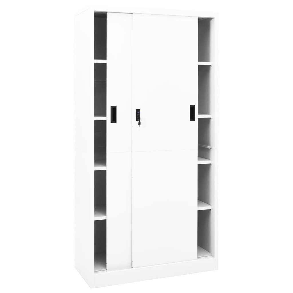 Office Cabinet | White | Steel | 90x40x180 cm | Sliding Components