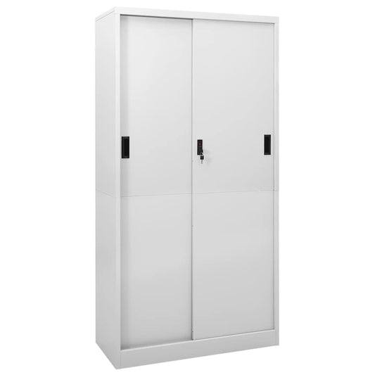 335959 vidaXL Office Cabinet with Sliding Door Light Grey 90x40x180 cm Steel