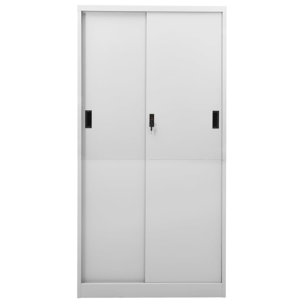 Office Cabinet with Sliding Door Light Grey 90x40x180 cm Steel