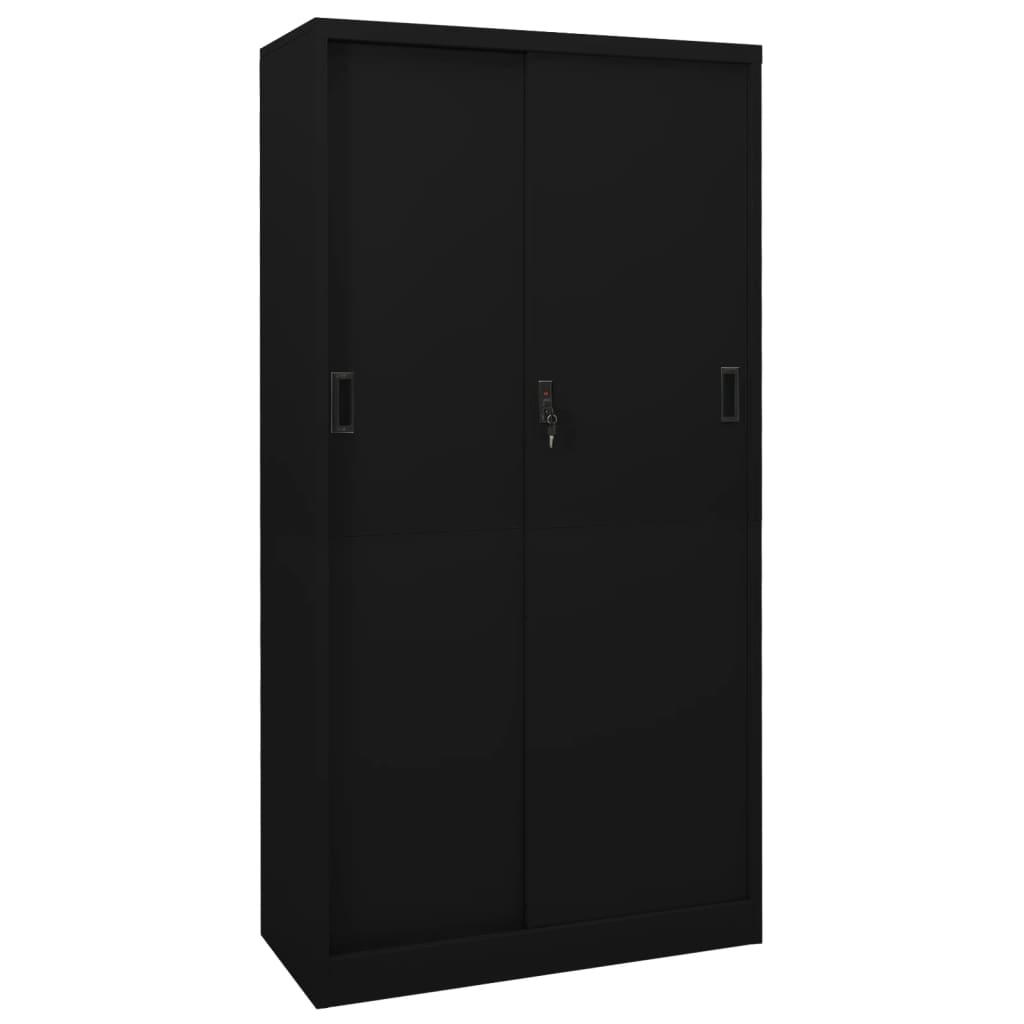 Office Cabinet | Black | Steel | Large | Height-Adjustable Shelves