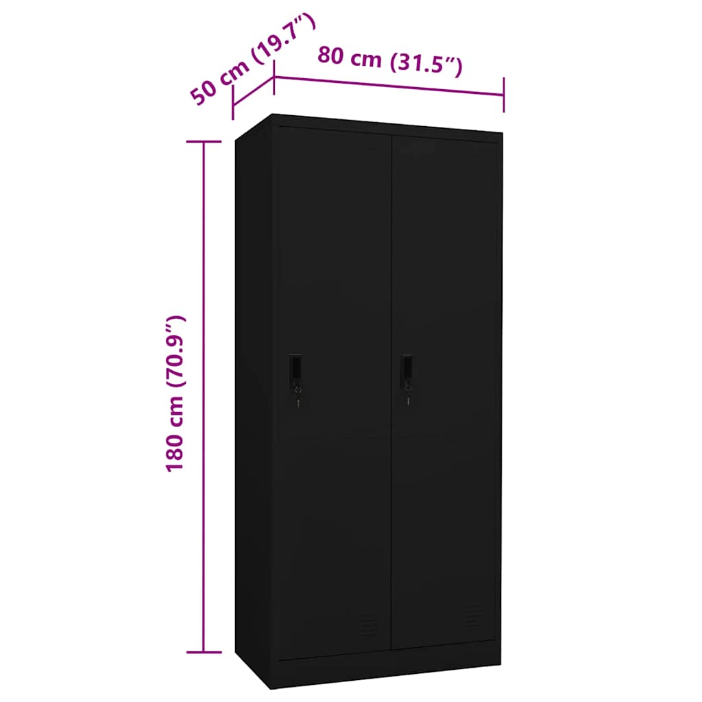 Wardrobe Black 80x50x180 cm Steel