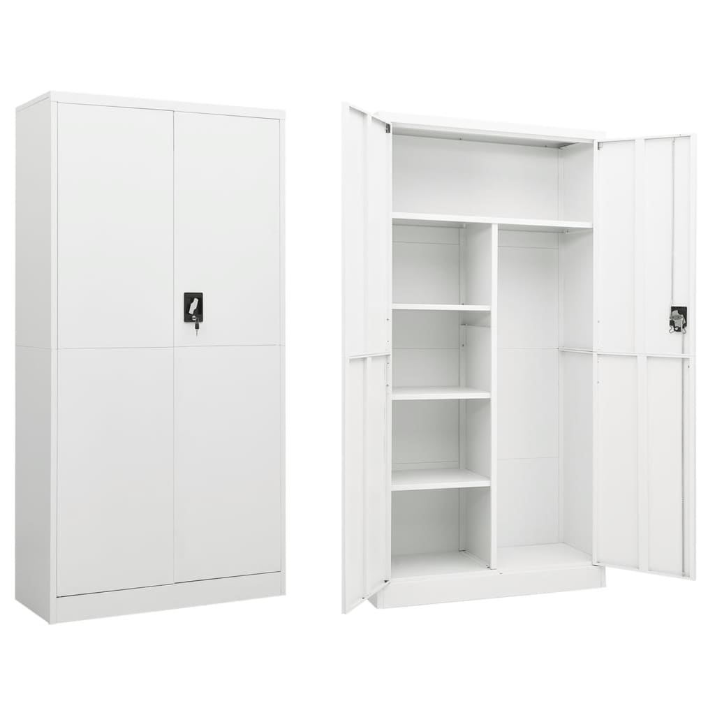 vidaXL Locker Cabinet White 90x40x180 cm Steel