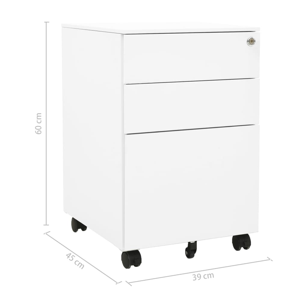 vidaXL Mobile File Cabinet White 39x45x60 cm Steel