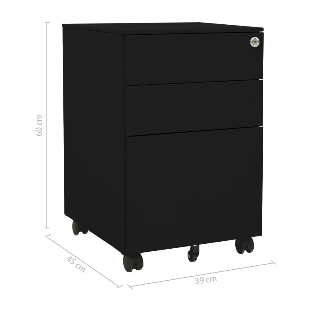 vidaXL Mobile File Cabinet Black 39x45x60 cm Steel