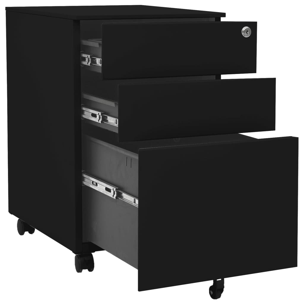 vidaXL Mobile File Cabinet Black 39x45x60 cm Steel