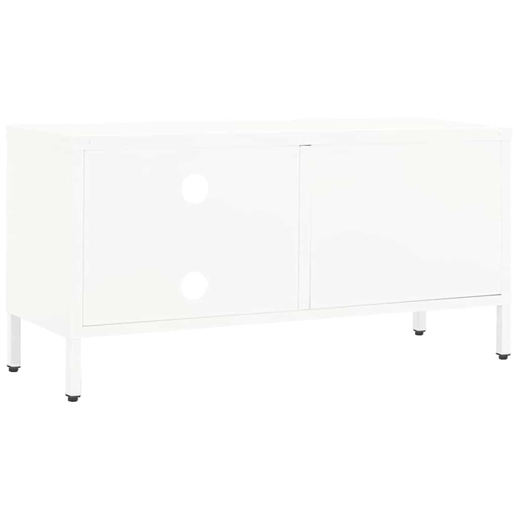 336056 vidaXL TV Cabinet White 90x30x44 cm Steel and Glass