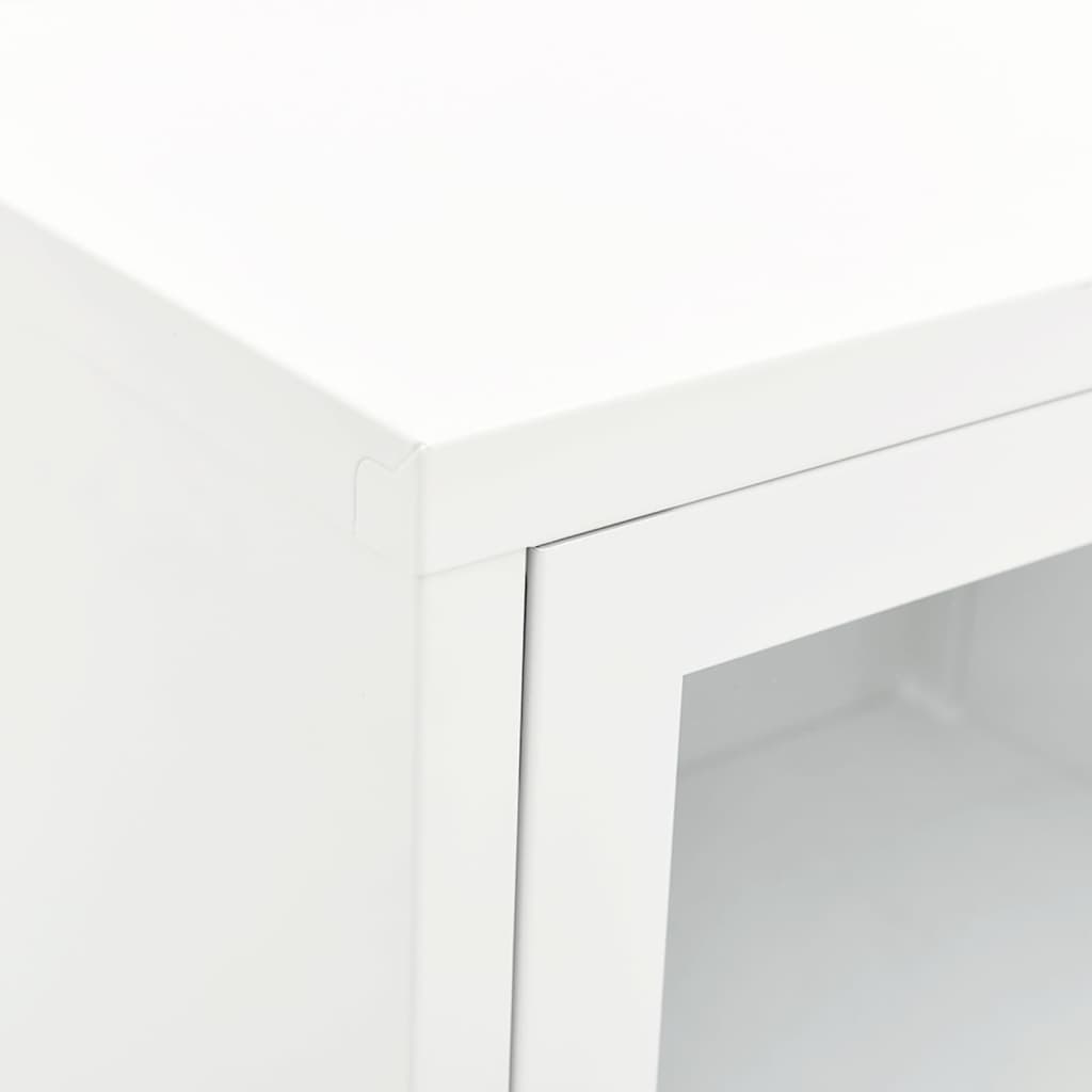 vidaXL TV Cabinet White 90x30x44 cm Steel and Glass