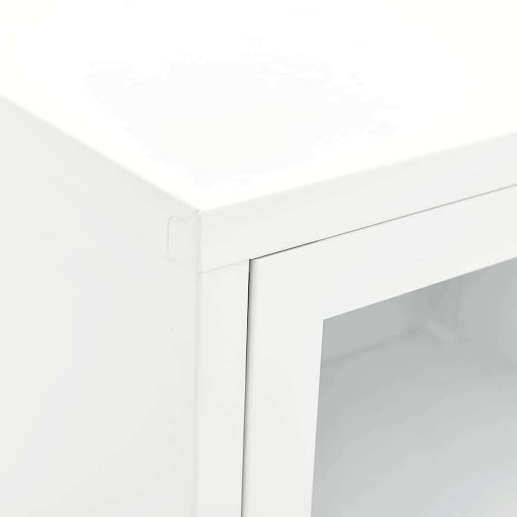 336056 vidaXL TV Cabinet White 90x30x44 cm Steel and Glass