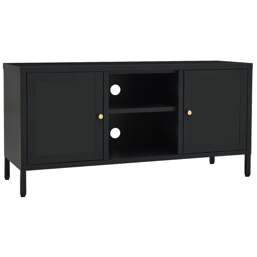 TV Cabinet | Black | Black powder-coated steel | Medium | Adjustable Feet