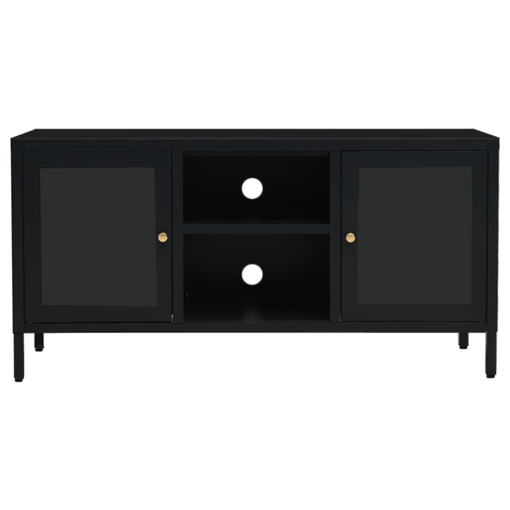 TV Cabinet | Black | Black powder-coated steel | Medium | Adjustable Feet