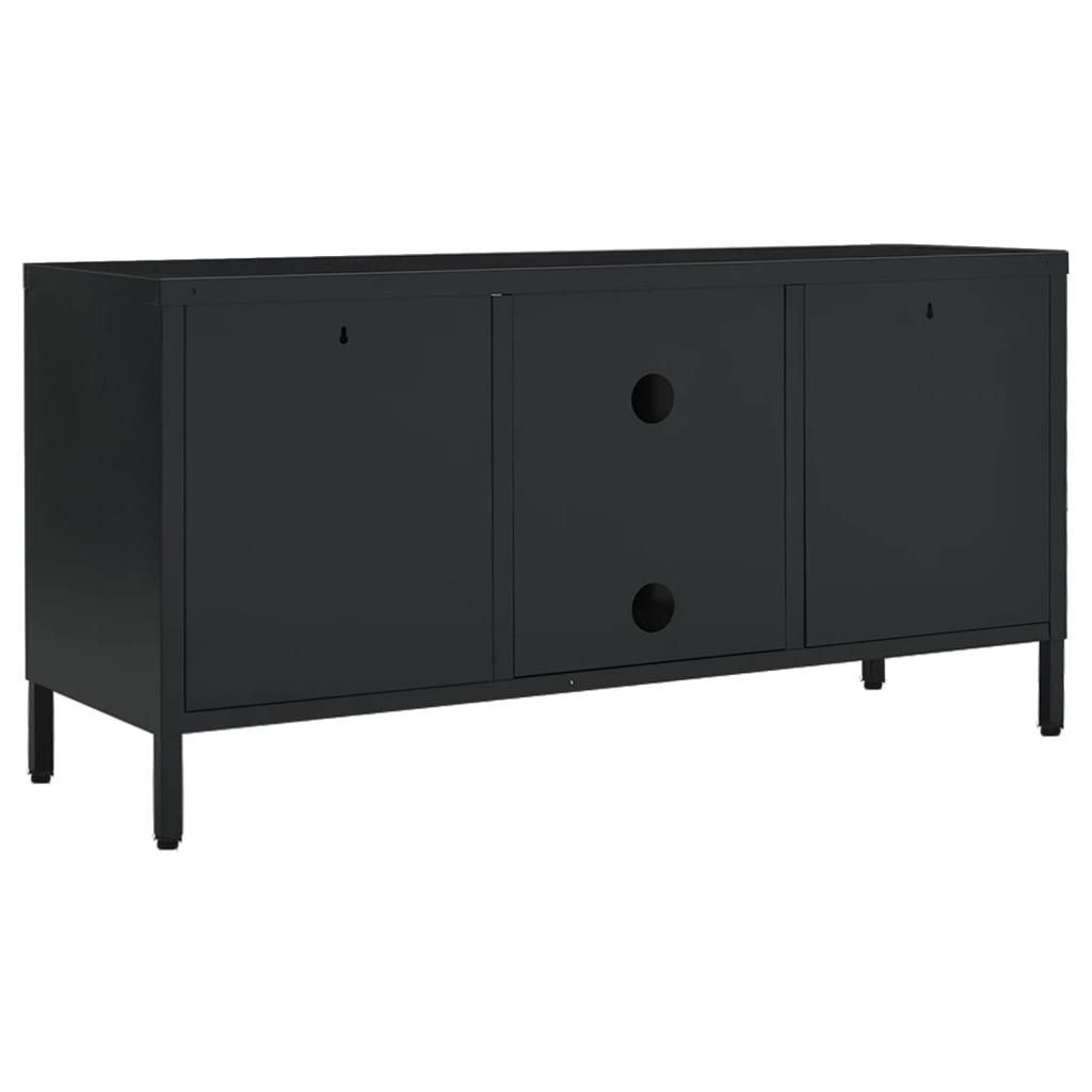 TV Cabinet | Black | Black powder-coated steel | Medium | Adjustable Feet