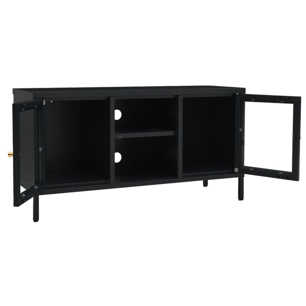 TV Cabinet | Black | Black powder-coated steel | Medium | Adjustable Feet