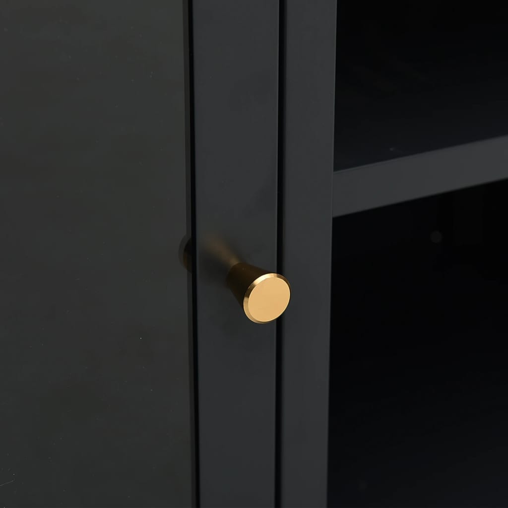 TV Cabinet | Black | Black powder-coated steel | Medium | Adjustable Feet