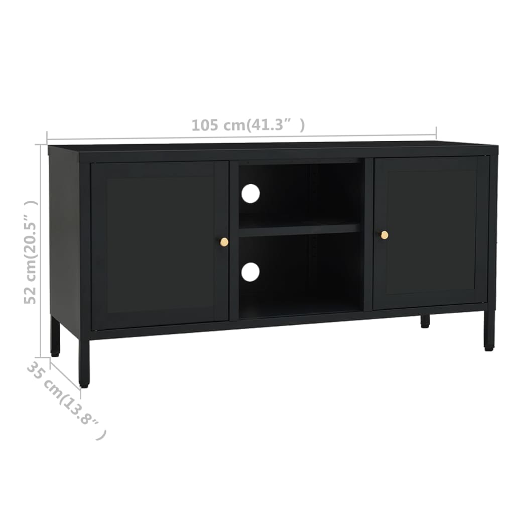 TV Cabinet | Black | Black powder-coated steel | Medium | Adjustable Feet