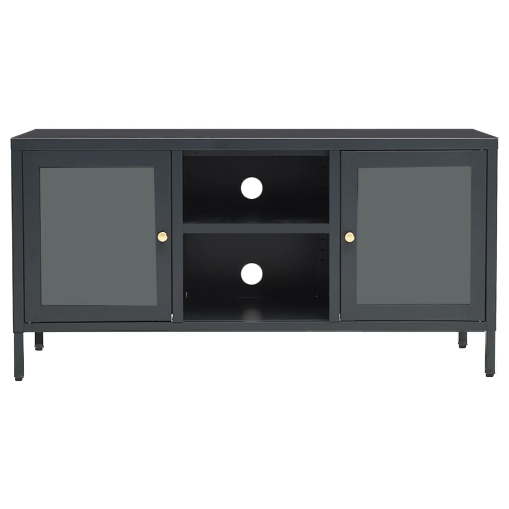 336060 vidaXL TV Cabinet Anthracite 105x35x52 cm Steel and Glass