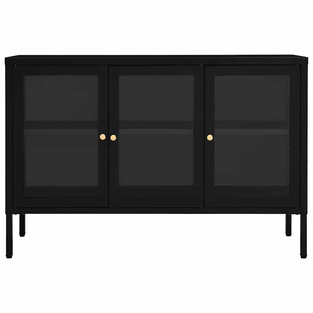 Sideboard Black 105x35x70 cm Steel and Glass