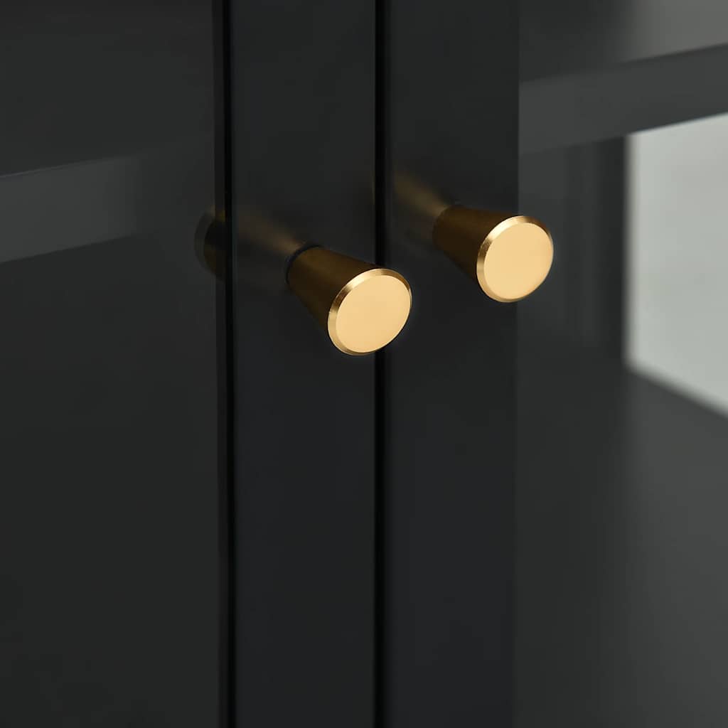 Sideboard Black 105x35x70 cm Steel and Glass