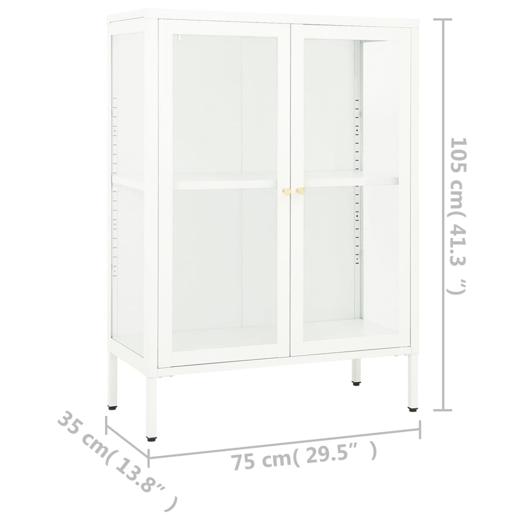 vidaXL Sideboard White 75x35x105 cm Steel and Glass