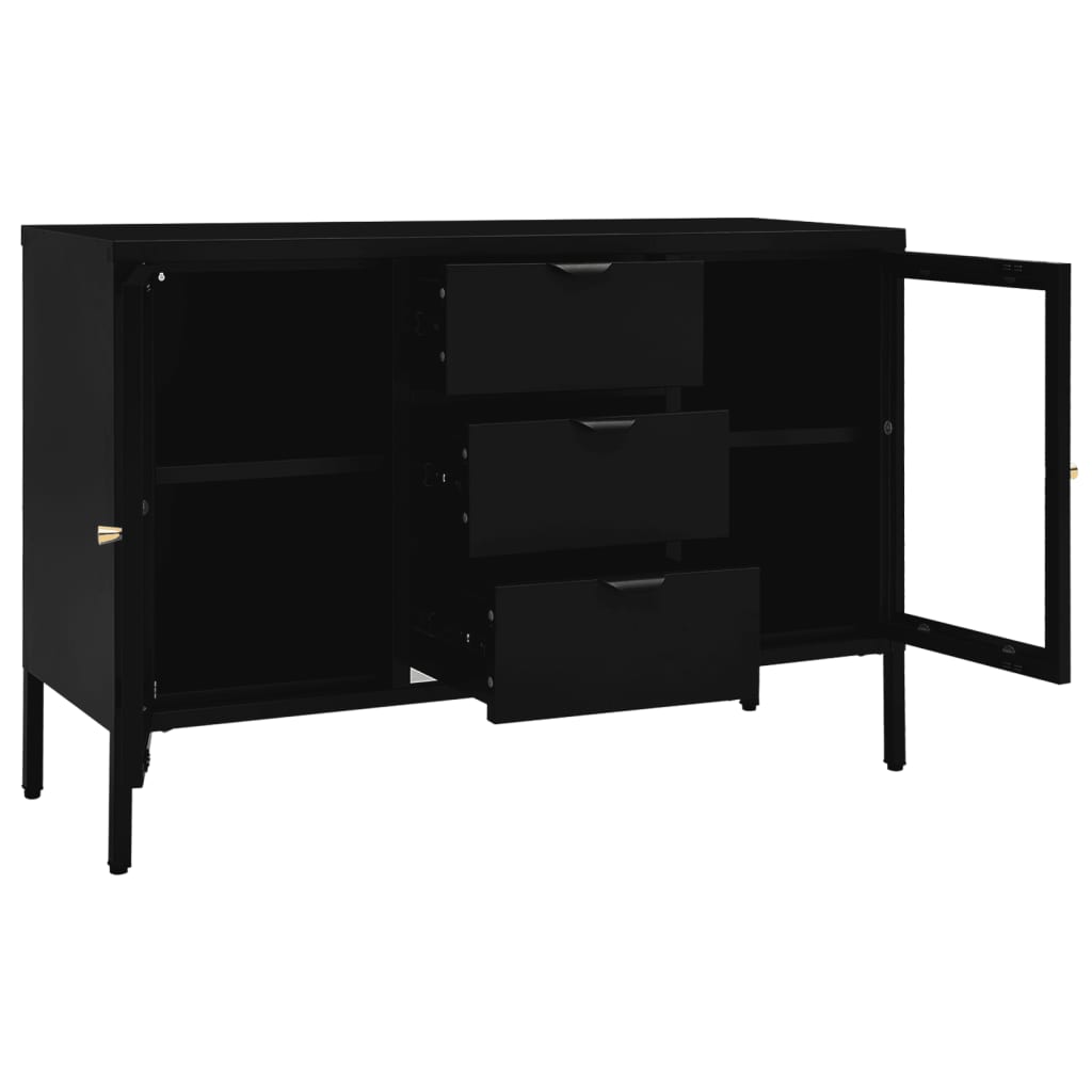 Sideboard | Black | Steel, tempered glass | Medium | Sideboard