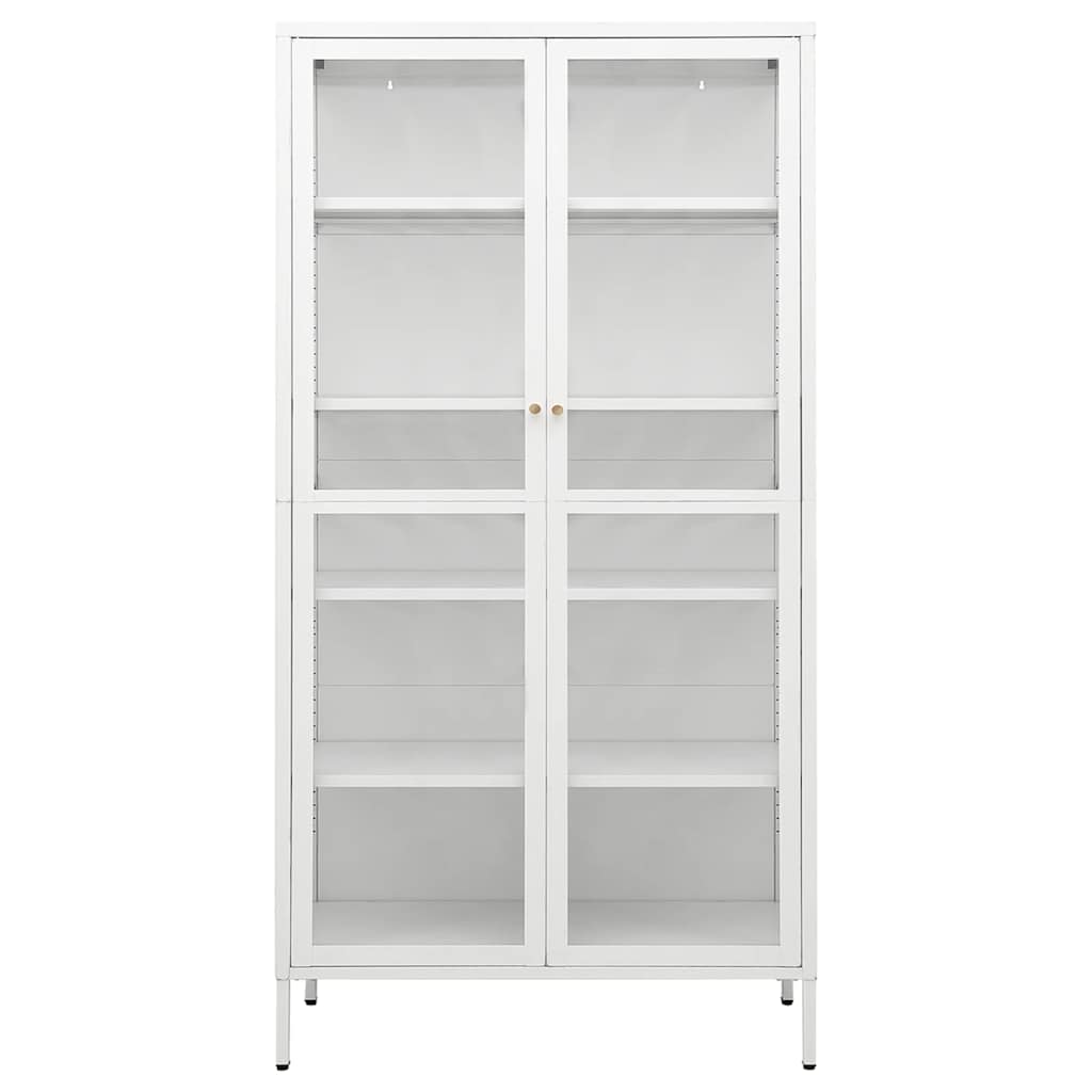 Display Cabinet White 90x40x180 cm Steel and Tempered Glass