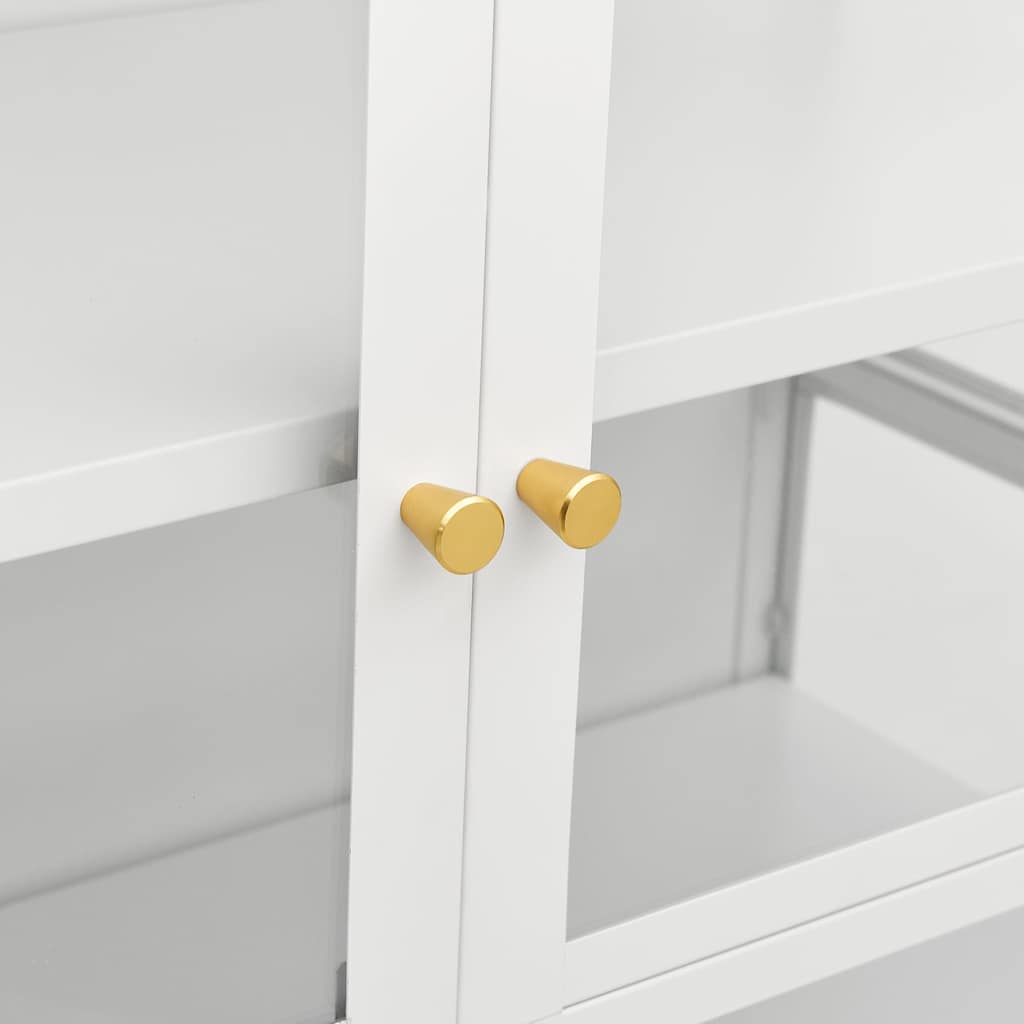 Display Cabinet White 90x40x180 cm Steel and Tempered Glass