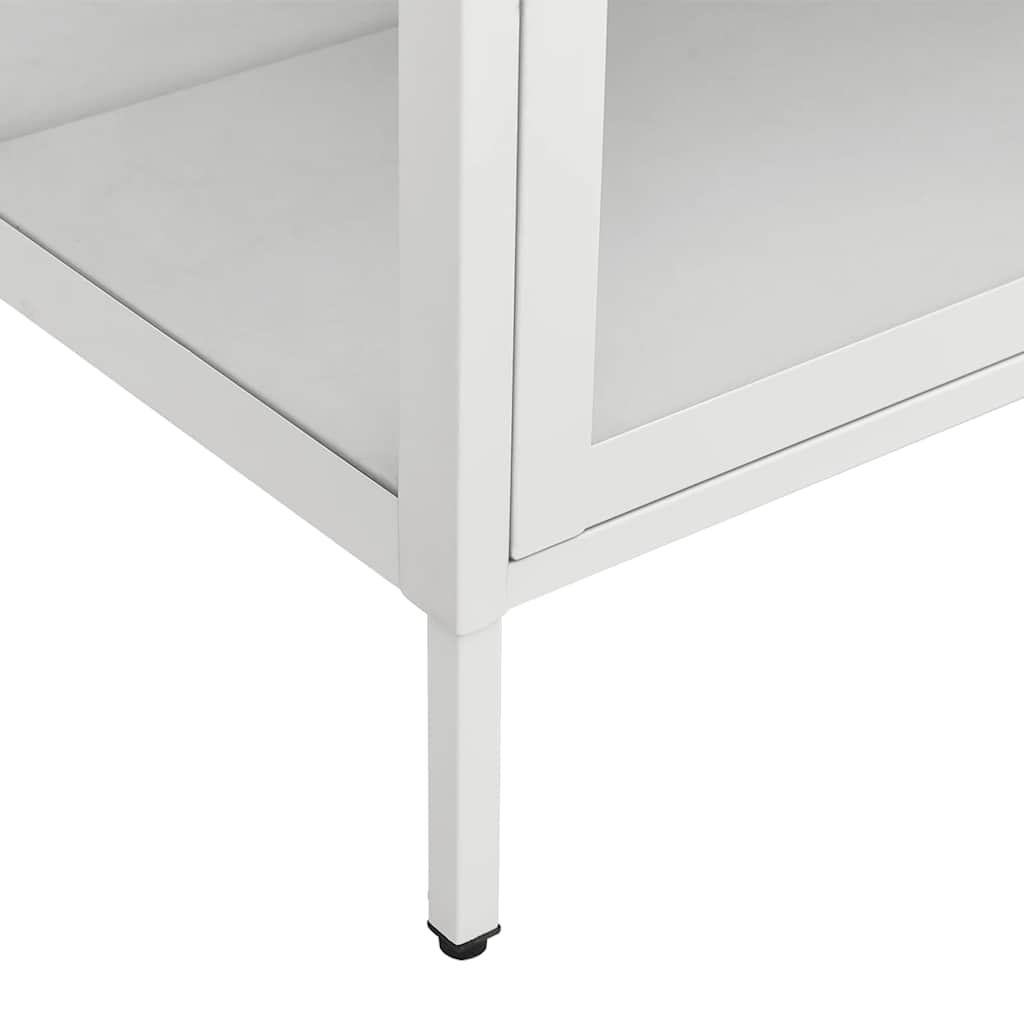 Display Cabinet White 90x40x180 cm Steel and Tempered Glass