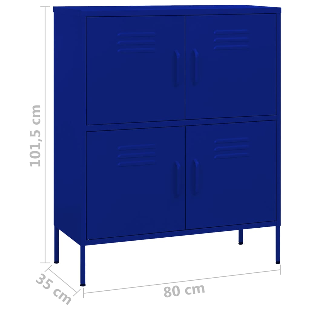 vidaXL Storage Cabinet Navy Blue 80x35x101.5 cm Steel