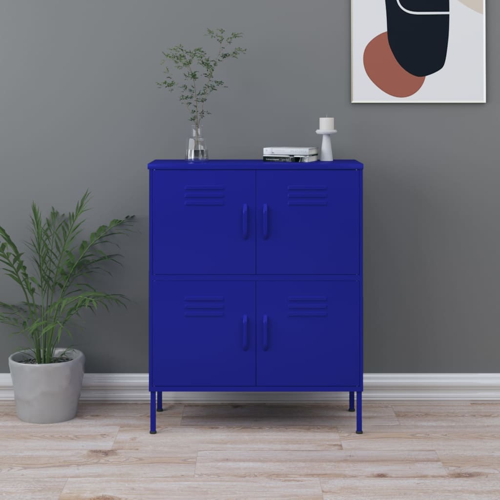 vidaXL Storage Cabinet Navy Blue 80x35x101.5 cm Steel