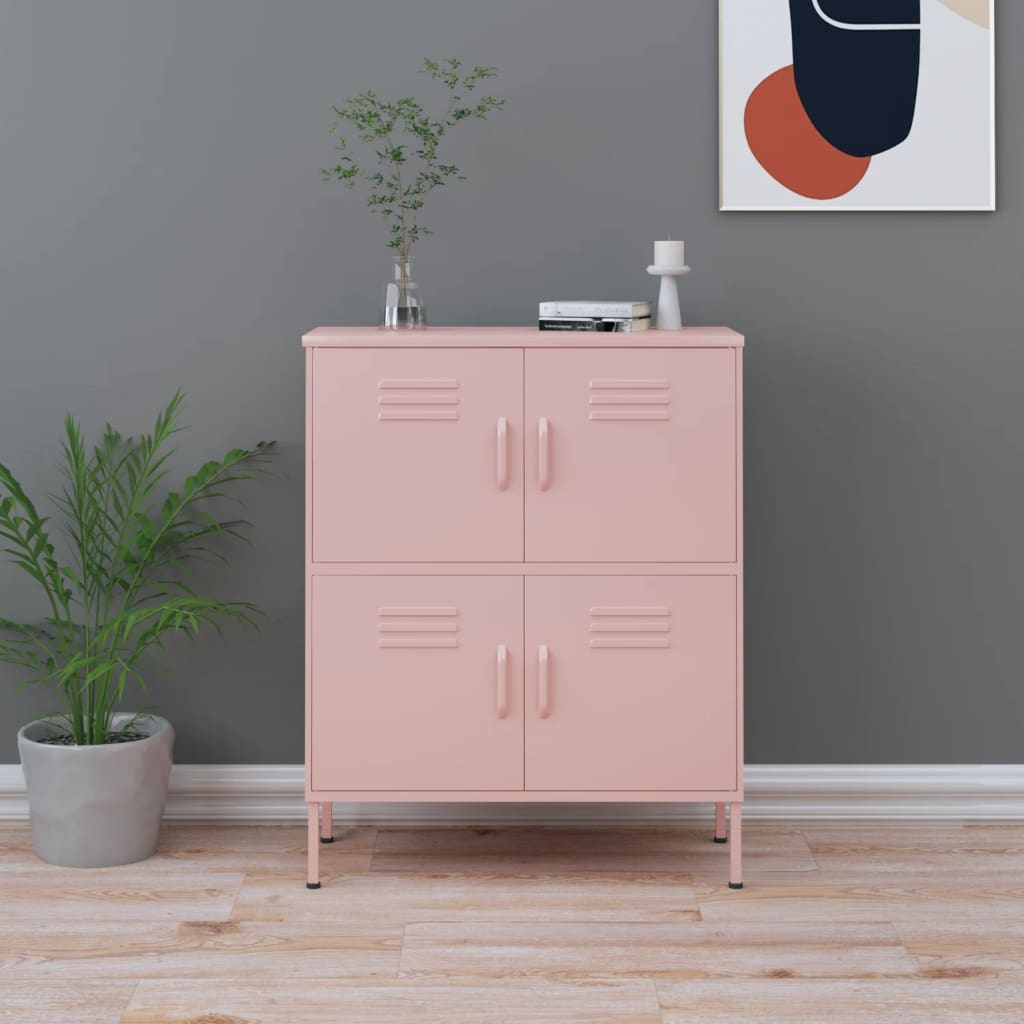 Storage Cabinet | Pink | Steel | 80 x 35 x 101.5 cm | Storage Cabinet