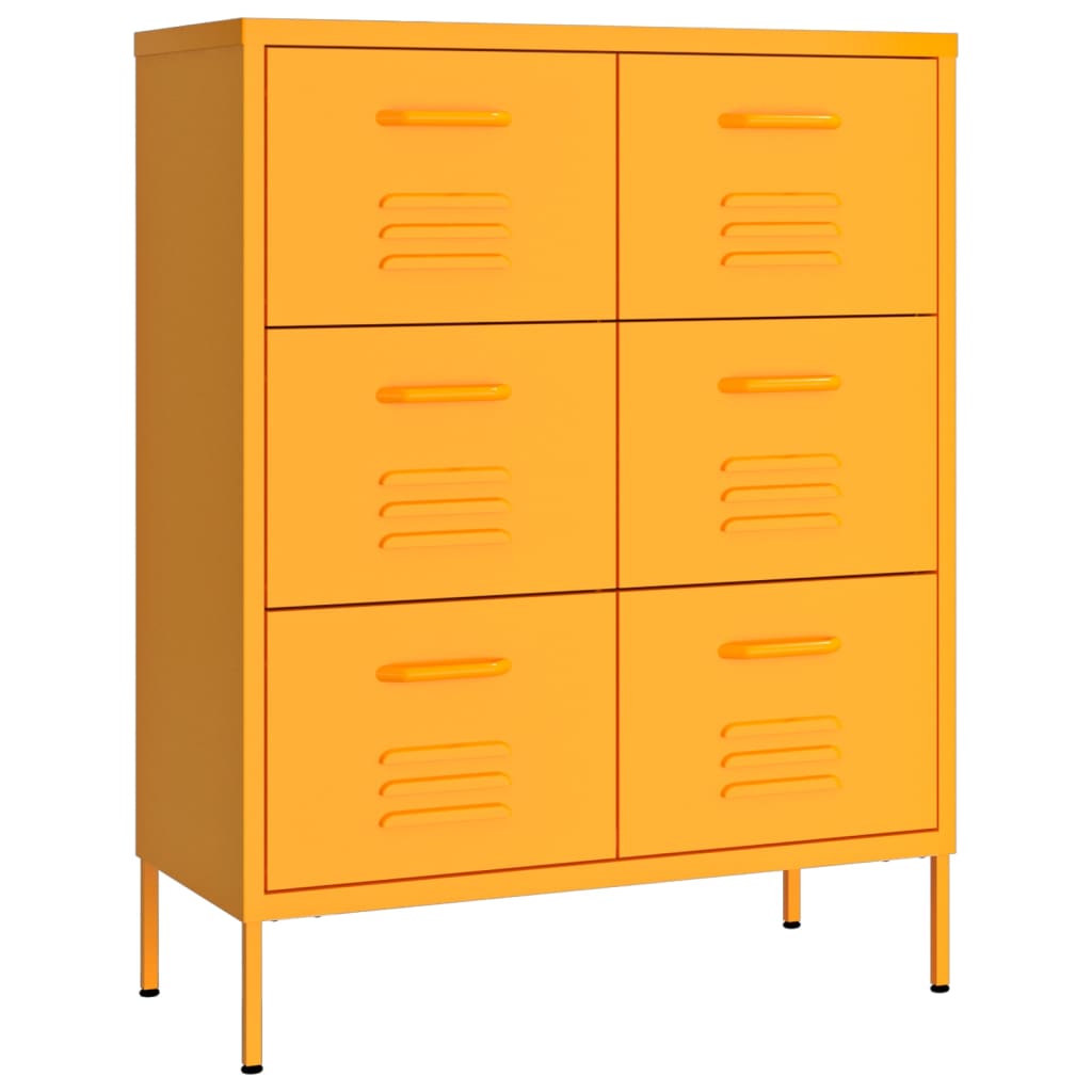 Drawer Cabinet | Mustard Yellow | Steel | Medium | Ball-Bearing