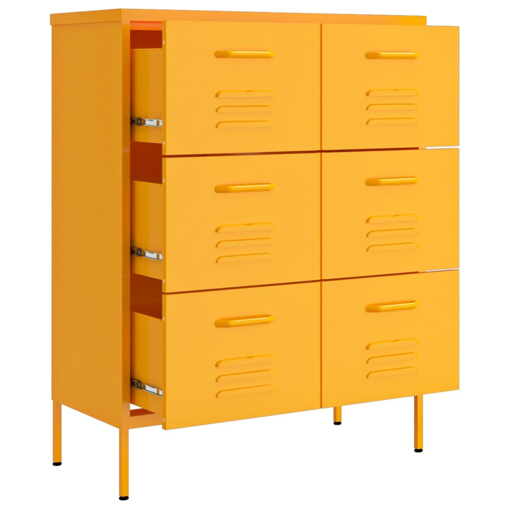 Drawer Cabinet | Mustard Yellow | Steel | Medium | Ball-Bearing